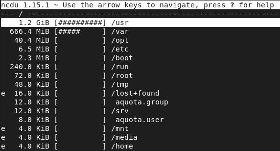 Using ncdu via ssh